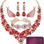 Paxuan Silver/Gold Plated Women Wedding Bridal Jewelry Set Prom Crystal Rhinestone Statement Choker Necklace Teardrop Earrings Link Bracelet Tiaras Crown Jewelry Sets for bride bridesmaid Wedding